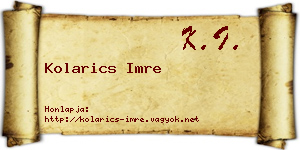 Kolarics Imre névjegykártya